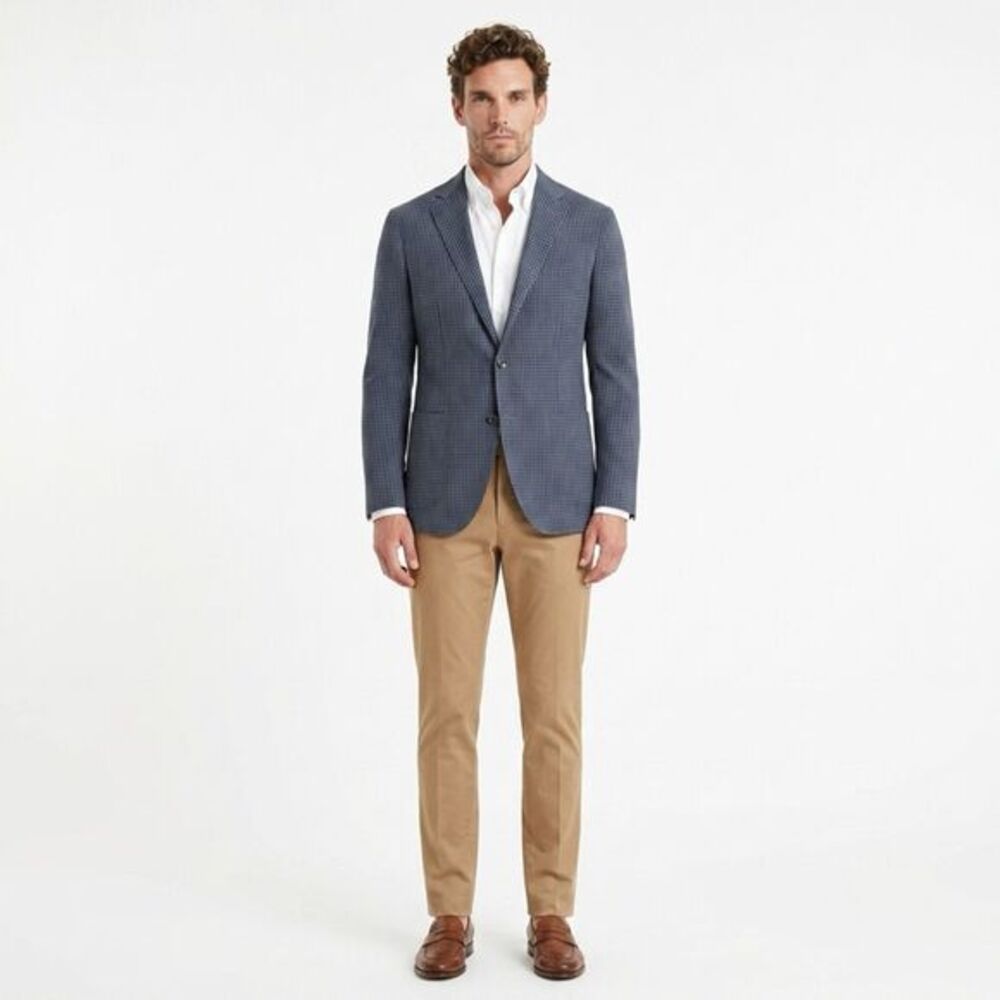 The Gigi Made in Italy Cotton Check Blazer Sport Coat Size 56‎ Blue Gray US46